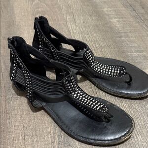 Target Black Sandals with Silver Detailing